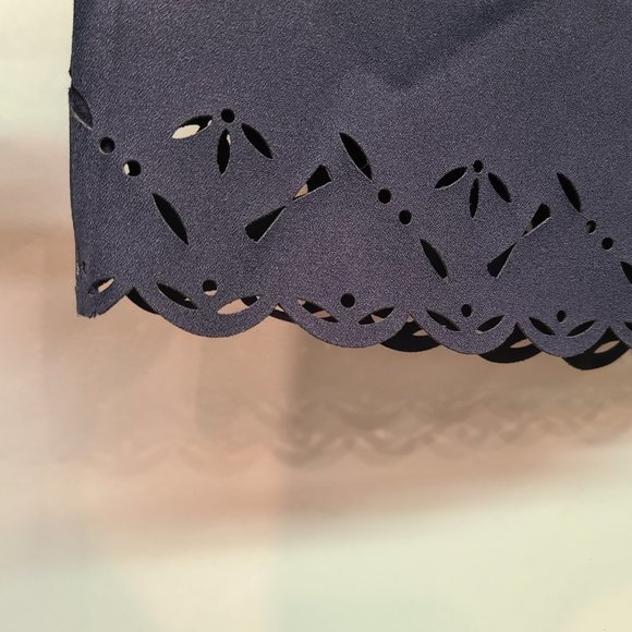 J Crew Dress Laser Cut Out Blue Scalloped Shift Mini Womens 4 - Picture 3 of 7